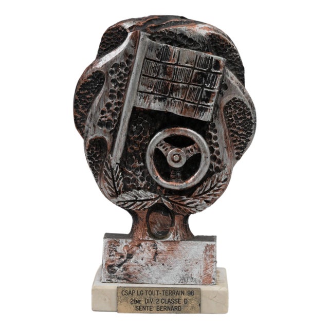 1990s Belgian Metal & Marble Trophy For Sale