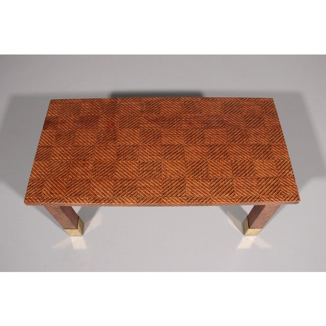 Mid-Century Modern Rectangle Wood and Brass Coffee Table from Harrison Van Horn, 1970s For Sale - Image 3 of 9