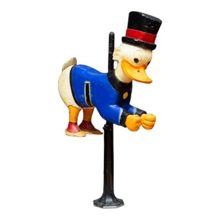 Mid-Century Hand Carved Scrooge McDuck Carousel Ride C.1950 For Sale