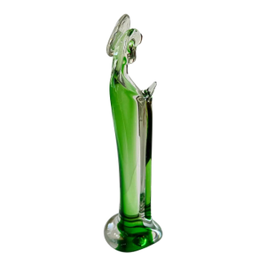 Murano Sommerso Green & Clear Art Glass Madonna Sculpture – Mid-Century Italian