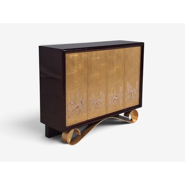 Jean De Merry, Rare Cassetto Cabinet, Gilt Polychrome, Mahogany, France, 2010s For Sale - Image 4 of 11
