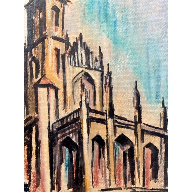 Rustic Henry Emil Salloch Original Watercolor on Paper Abstract Cathedral Architectural Study, 1972. For Sale - Image 3 of 7