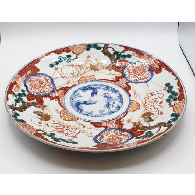 Ceramic Imari Charger Featuring the Three Friends of Winter For Sale - Image 7 of 7