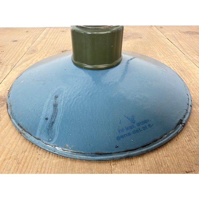 Industrial Blue Enamel Military Pendant Lamp with Cast Aluminium Top, 1960s For Sale - Image 16 of 18