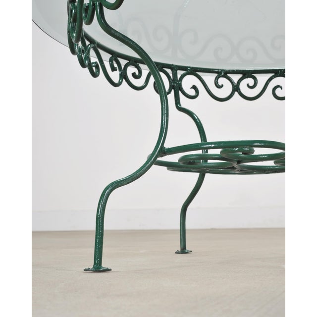 o.w. Lee American Regency Style Wrought Iron and Glass Scrolled Garden Table For Sale - Image 10 of 18