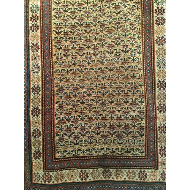 19th Century Persian Kurdish Bidjar Rug, Hand-Knotted Wool, Allover Paisley Pattern, Tan & Burgundy, 4x9 For Sale - Image 9 of 15
