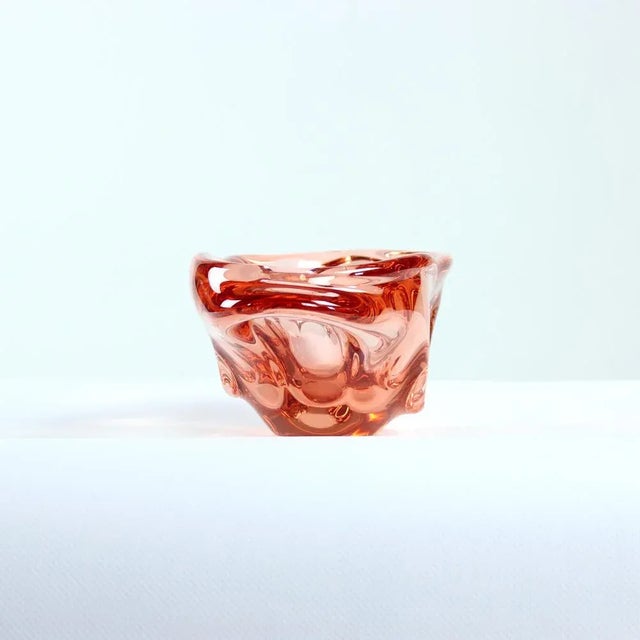 Pink Art Glass Bowl by Josef Hospodka for Sklarny Chribska, 1960s For Sale - Image 8 of 11