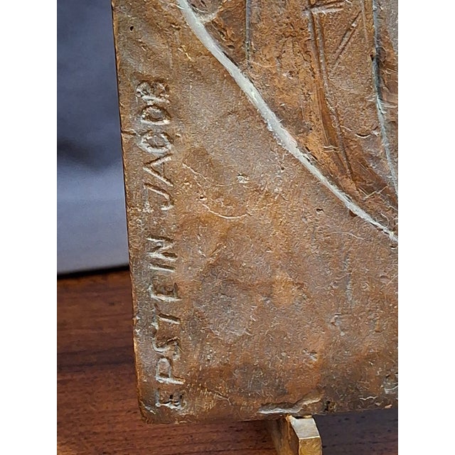 1960s Mid Century Bronze Relief Plaque Sabbath Blessing Jacob Epstein 1921-2003 Judaica For Sale - Image 5 of 11