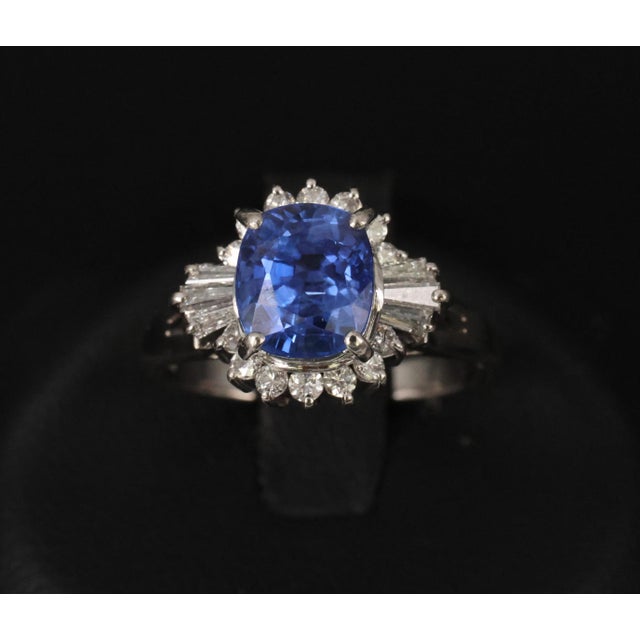Late 20th Century Fine 2.72ct Gia Ceylon Sapphire & 0.55ct Diamond Platinum Ring Size 6.75 For Sale - Image 13 of 18