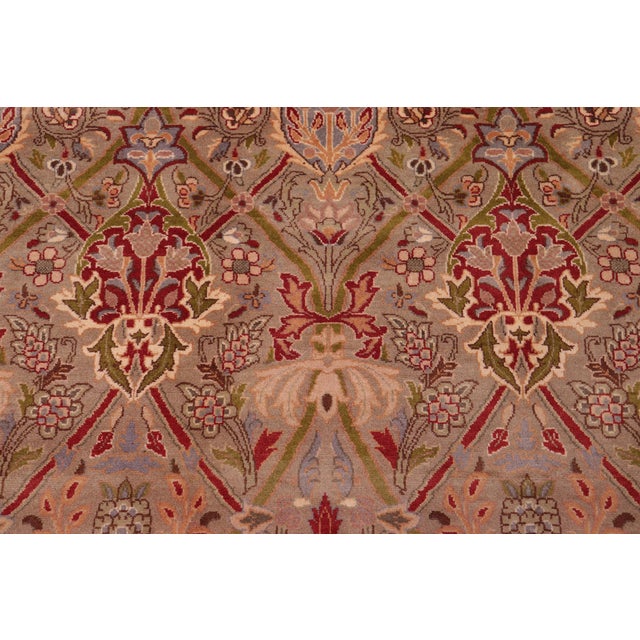 Shabby Chic Floral 1990's Pak-Persian Green/Red Wool Rug - 9'2'' X 12'4'' For Sale - Image 3 of 9