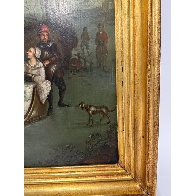 Pair, Continental School, 19th Century Dutch Taste Seasonal Genre Paintings For Sale - Image 10 of 14