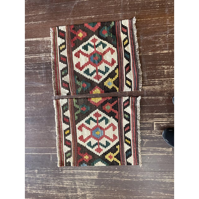 A pair of19" x 33" each Exquisite Antique Tribal Caucasian Shahsavan Bag or rug could use as part of Mafrash: A...