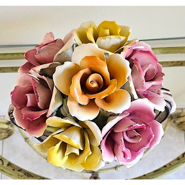 Vintage Italian Capodimonte Porcelain Rose Centerpiece Basket For Sale In Naples, FL - Image 6 of 18