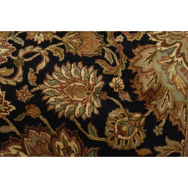 Agra Rug 7’11” X 9’11” Black Wool Traditional Hand-Knotted Oriental Carpet For Sale - Image 4 of 14