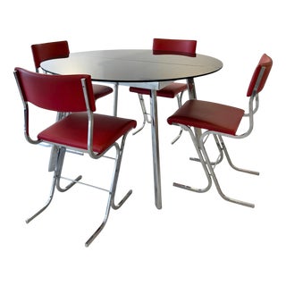 Italian Glass Extendable Table and Chairs by Fram Milan, 1980, Set of 5 For Sale