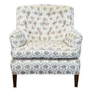 Classic Vintage Lounge Chair With Patterned Upholstery For Sale