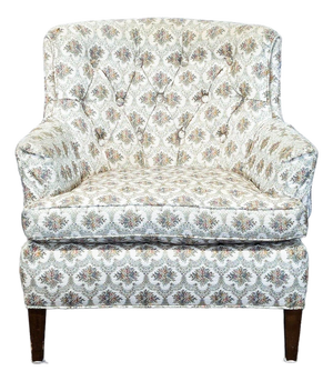 Classic Vintage Lounge Chair With Patterned Upholstery