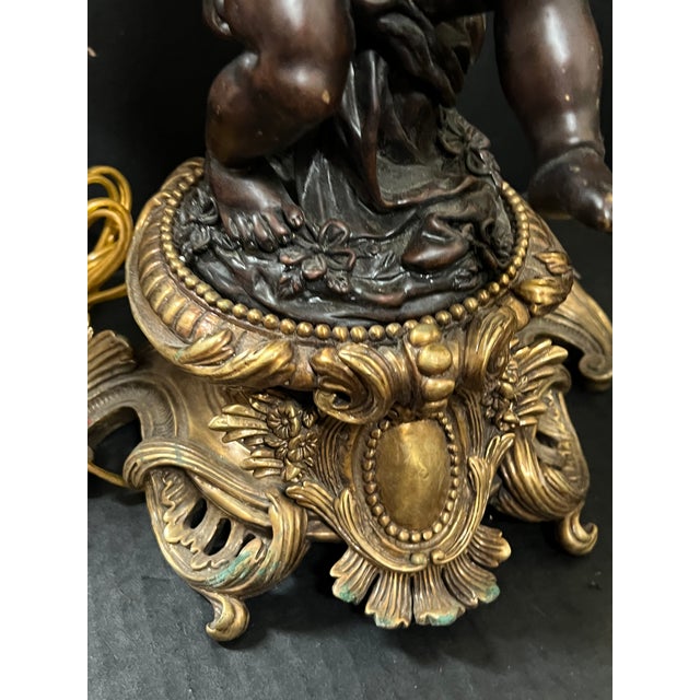 Pair of Late 20th Century European Art Bronze Cherub Sculpture Table Lamps For Sale - Image 17 of 18