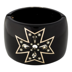 2009 Chanel Cuff Fall Maltese Cross Double C CC Pearl Strass Crystal Resin Opens One Size