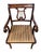 Elegant Empire Revival armchair featuring a carved lyre splat accented with brass-tone strings, graceful scrolled arms,...