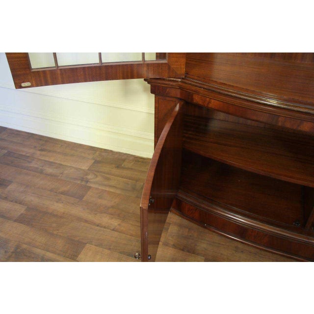 Wood Bow Front Mahogany China Cabinet Display Case For Sale - Image 7 of 12
