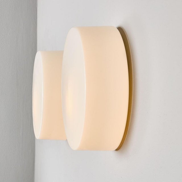 Description: 1950s new old stock czech cake tin opaline glass wall - ceiling lamp -each lamp has been cleaned and...