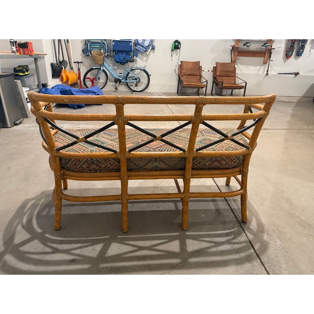 Brown McGuire Gondola Settee – Coastal Bamboo Loveseat, Designer Statement, Priced to Sell For Sale - Image 8 of 9