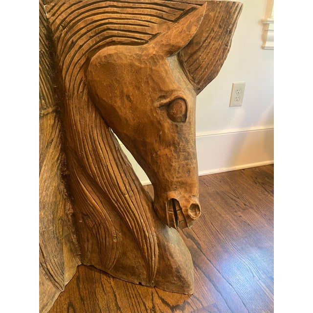 Rustic 1990s Wooden Horse Entry Table Side Table For Sale - Image 3 of 5