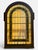 Seven original Victorian amber stained glass windows with floral border in jewel tones. Leaded glass panel set in a thick...