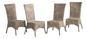 Whitewashed Bamboo Chairs, 1970s, Set of 4