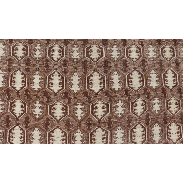 Taupe Mid 20th Century Antique Turkish Rug With Organic Motifs in Brown Taupe and Earth Tone Colors For Sale - Image 8 of 12