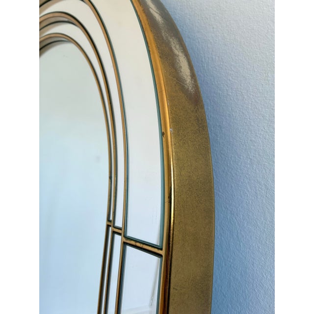 Large Vintage Deknudt Arched Beveled Panel Mirror – Gold, Belgium, 1980s For Sale - Image 10 of 12
