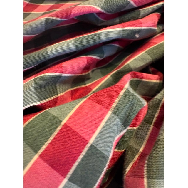 Custom Plaid Silk-Style Taffeta Balloon Shade With Original Lift Hardware, 60” For Sale - Image 4 of 17