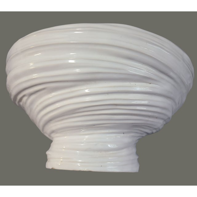 Vintage Mid-Century Modern White Ceramic Large Vortex Bowl For Sale - Image 4 of 8
