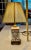 Vintage Chinoiserie 17 1/2” Table Lamp With Famille Rose Handpainted Porcelain Design on Brushed Brass Base For Sale - Image 10 of 12