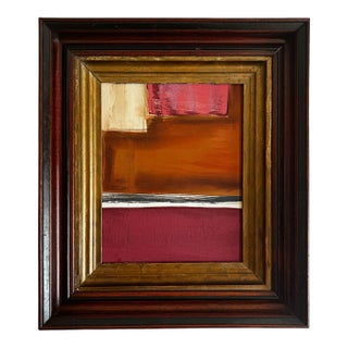 "Velvet Desire" Abstract Art in Antique Frame, Red Abstract Painting by JTS For Sale