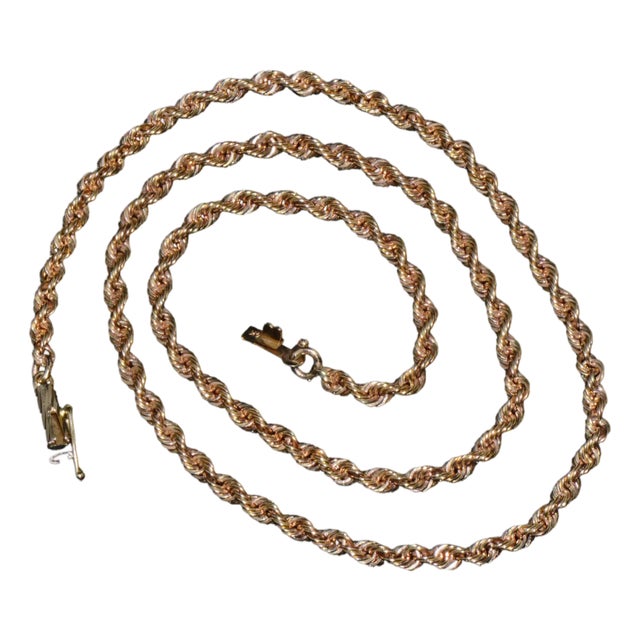 Italian Michael Anthony 14k Solid Yellow Gold Faceted Rope Chain Necklace For Sale