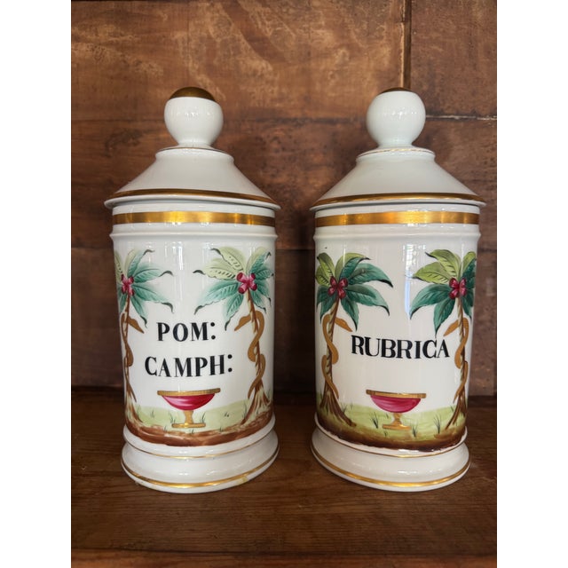 Set of 12 Late 19th Century Continental Porcelain Apothecary Jars A striking and highly decorative set of twelve late...