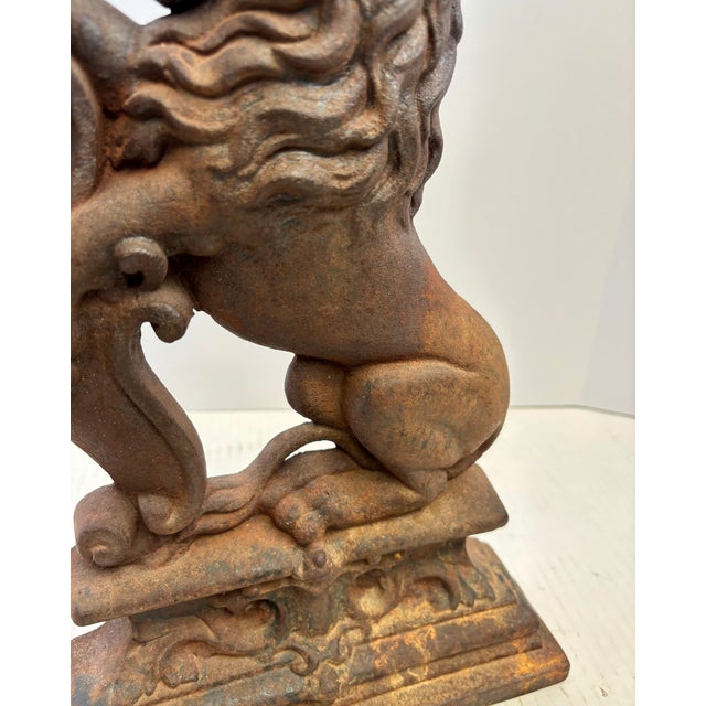 19th Century Lion Figural Cast Iron Doorstop For Sale - Image 11 of 11