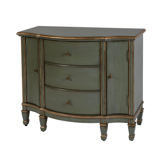 Traditional Sheffield 40 in. W Demilune Wood 3 Drawer 2 Door Accent Cabinet, Royal Pastel Green For Sale - Image 3 of 11