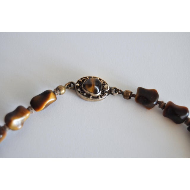 Tiger's Eye and Sterling Silver Necklace by Erik Poul Fenster, Denmark, 1960s For Sale - Image 6 of 13