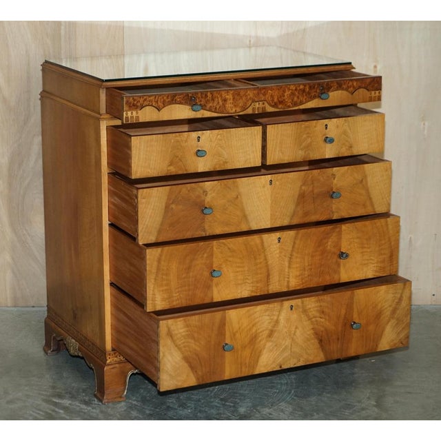 Vintage Burr Walnut Chest of Drawers from Waring & Gillow For Sale - Image 13 of 18