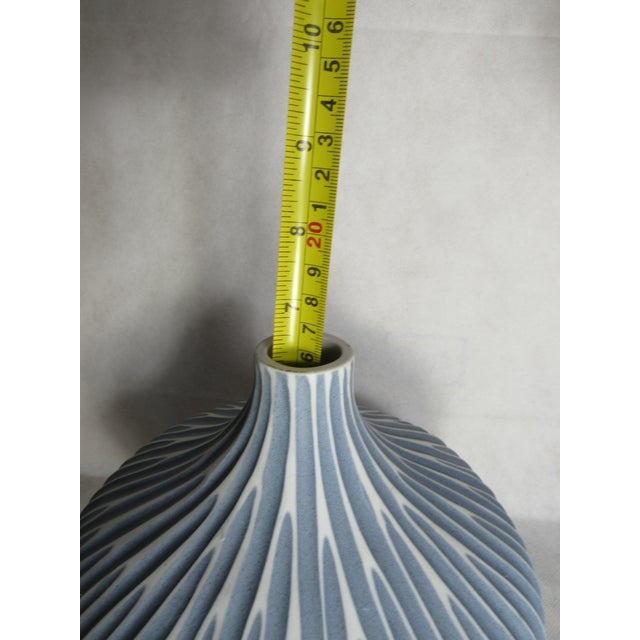 Vintage Porcelain Clay 3d Vase 9" X 7" Blue For Sale - Image 12 of 14