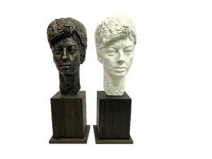 Józef Galica, Sculptures of Mrs. M. S., Bronze and Plaster, Poland, 1960s, Set of 2