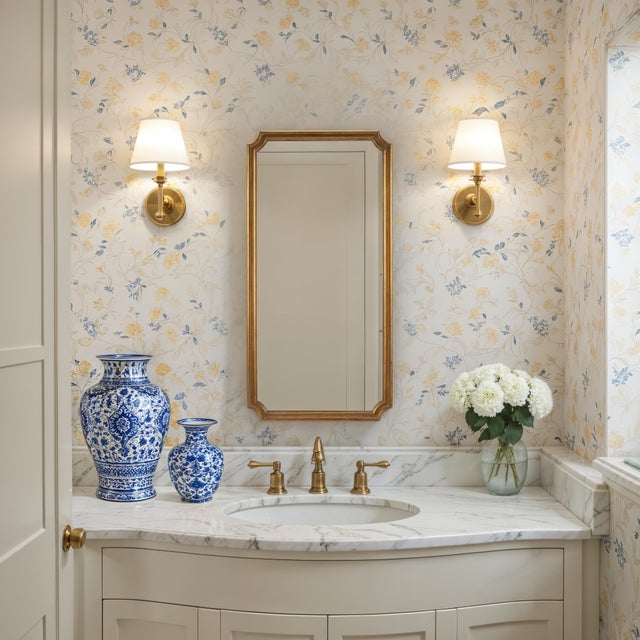 Early 21st Century Sunny Notched Corner Wall Mirror, Antique Gold For Sale - Image 5 of 5