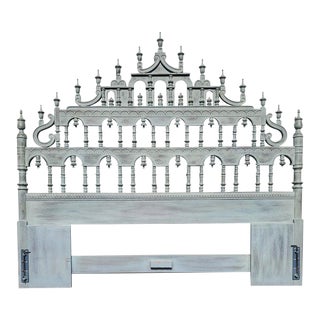 1960s Vintage Carved Spindle Spanish Revival King Headboard For Sale
