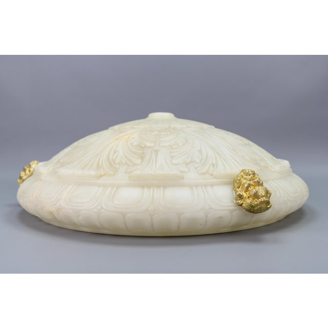 Large Neoclassical Style Alabaster and Bronze Pendant Light, 1890s For Sale - Image 16 of 18