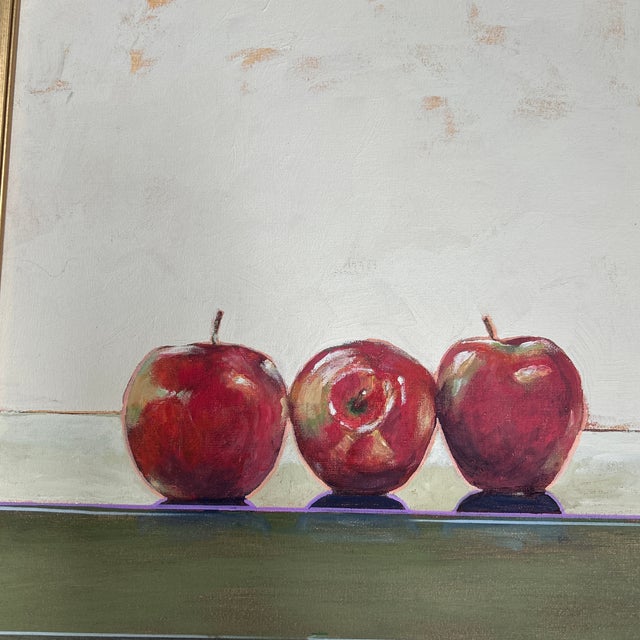 Contemporary original still life of “apples on a counter” by Stephen Heigh. Signed and framed. Measures 14.5x16.5 or...