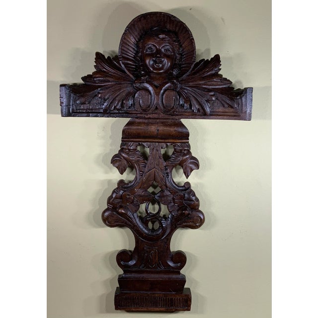 Antique 1900s Italian Hand Carving Wood Wall Hanging For Sale In Miami - Image 6 of 11