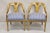 Vintage Italian Hollywood Regency Gold Gilt Wood Saber Leg Lounge Chairs with Urn Inlay and Distressed Gold Leaf Finish -...